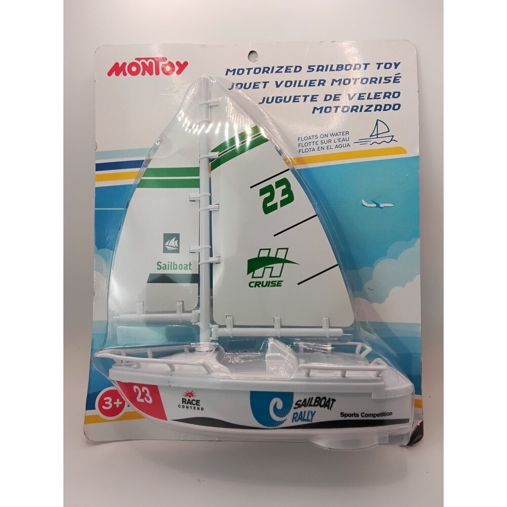 MonToy Motorized Sailboat Toy New in the Box Lake Pond Water Toy Beach Battery